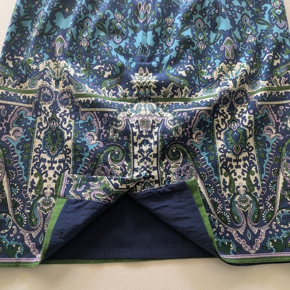 Talbots women's Blue PASLEY Abstract BOHEMIAN Print Mini Skirt Size 14P - Picture 6 of 10